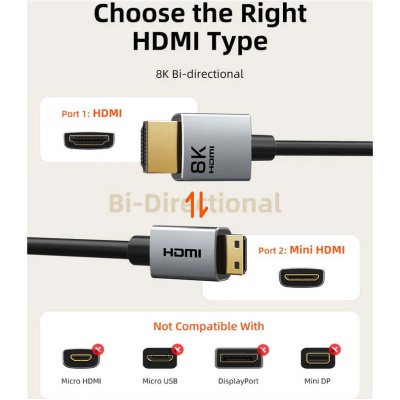 Кабель мультимедійний HDMI mini M to HDMI M 0.5m 8K60Hz Cabletime (CA915859)