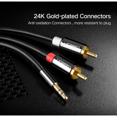 Кабель мультимедійний 3.5mm M to 2xRCA M 5.0m AV116 black UGREEN (10591)