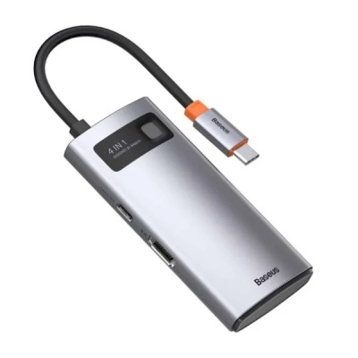 Концентратор Baseus USB-C 4-in-1 3xUSB 3.0 + RJ45 1000Mbps gray (WKWG070113)