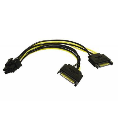 Кабель питания SATA 15Pin x 2 to PCI-E 8Pin(6+2) 18 AWG Dynamode