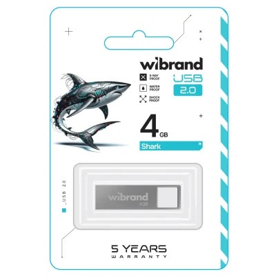 USB флеш накопичувач Wibrand 4GB Shark Silver USB 2.0 (WI2.0/SH4U4S)