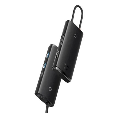 Концентратор Baseus USB-C 6-in-1 HDMI + 2xUSB 3.0 + PD + SD/TF black (WKQX050101)