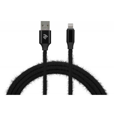 Дата кабель USB 2.0 AM to Lightning 1.0m Fur black 2E (2E-CCLAC-BLACK)