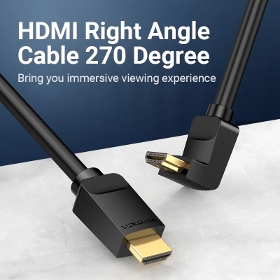 Кабель мультимедійний HDMI M to HDMI M 1.0m 90° corner black Vention (AAQBF)