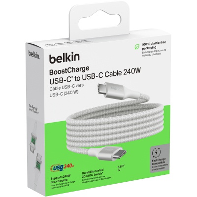 Дата кабель USB-C to USB-C 2.0m 240W white Belkin (CAB015BT2MWH)