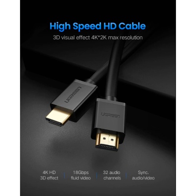 Кабель мультимедійний HDMI M to HDMI M 10.0m HD104 black UGREEN (10110)