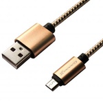 Дата кабель USB 2.0 AM to Micro 5P 1.0m Yellow-Black/Gold Grand-X (FM01YBG)