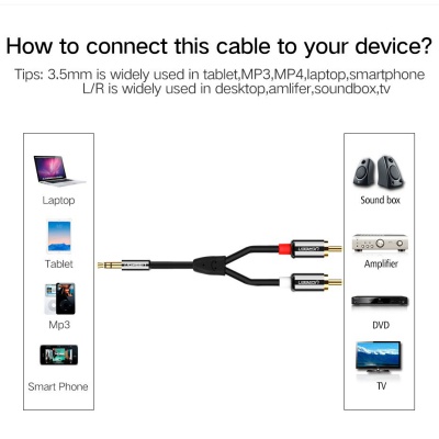 Кабель мультимедійний 3.5mm M to 2xRCA M 3.0m AV116 black UGREEN (10590)