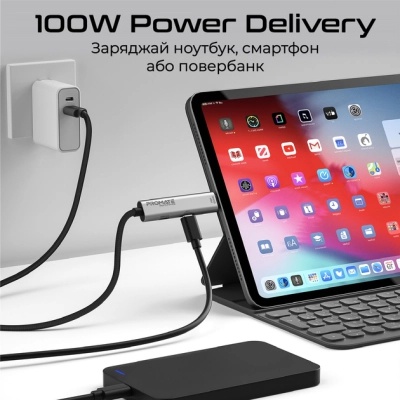 Дата кабель USB-C to USB-C portlink-c3.black Promate (portlink-c3.black)