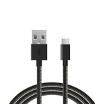 Дата кабель USB 2.0 AM to Type-C 1m stainless steel black Vinga (VCPDCTCSSJ1BK)