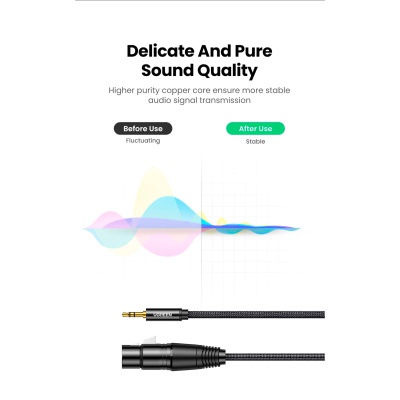 Кабель мультимедійний 3.5mm M to XLR F 2.0m AV182 black UGREEN (20244)