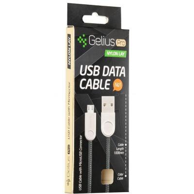 Дата кабель USB 2.0 AM to Micro 5P Pro Nylon Black Gelius (63256)