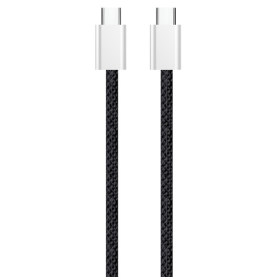 Дата кабель USB-C to USB-C 2.0m (braided cotton) (PD Fast Charging 60W) 3.0А black ColorWay (CW-CBPDCC068-BK)