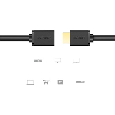 Кабель мультимедійний HDMI M to HDMI F 0.5m HD107 black UGREEN (10140)
