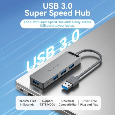 Концентратор VENTION USB 3.0 to 4xUSB 3.0 black (CHLBB-SCB)