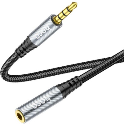 Кабель мультимедійний 3.5mm M to 3.5mm F 2.0m Gray HOCO (6931474762160)