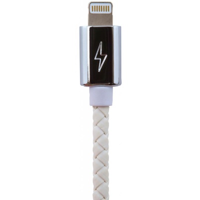 Дата кабель LogicPower USB 2.0 -> Lightning 1м W (кож. плетение) белый /Retail (5128)