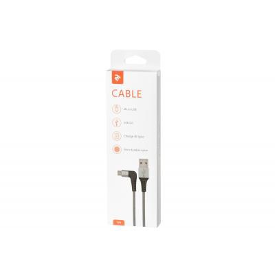 Дата кабель USB 2.0 AM to Micro 5P 1.0m right angle round fabric 2E (2E-CCMTR-1MGR)