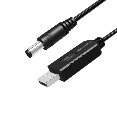 Кабель живлення USB to DC 5.5x2.5mm 12V 1.0m black ColorWay (CW-CBUD067-BK)
