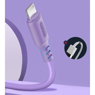 Дата кабель USB 2.0 AM to Lightning 1.0m soft silicone violet ColorWay (CW-CBUL044-PU)