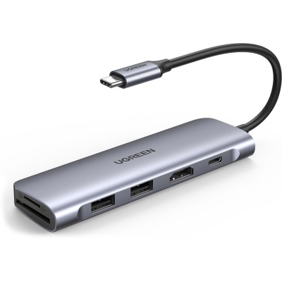 Концентратор Ugreen USB3.0 Type-C to HDMI/SDTF/USB 3.0x2/PD CM195 (70411)