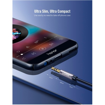 Кабель мультимедійний 3.5mm M to 3.5mm F 1.0m AV118 gray UGREEN (10592)