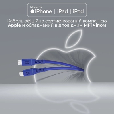 Дата кабель USB-C to Lightning powerline-ci120.blue Promate (powerline-ci120.blue)