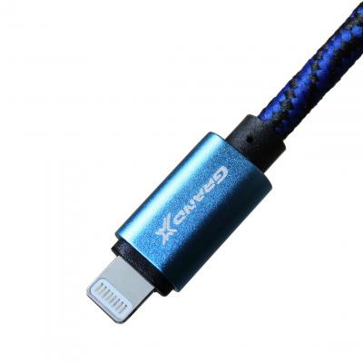 Дата кабель USB 2.0 AM to Lightning 1.0m Blue/Black Grand-X (FL05BLB)