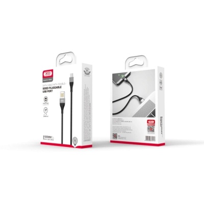 Дата кабель USB 2.0 AM to Micro 5P 1.0m 2.4A double-sided NB188 gray XO (6920680879717)