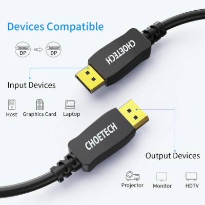 Кабель мультимедійний DisplayPort to DisplayPort 2.0m v1.4 8K60Hz Choetech (XDD01-V1-BK)