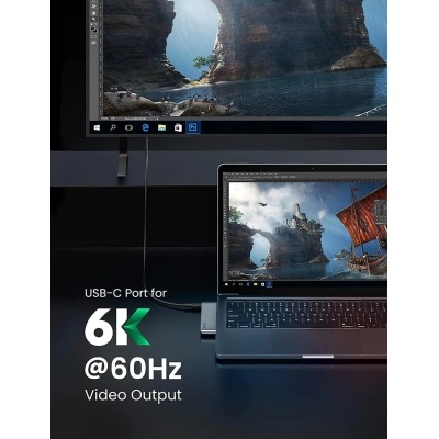 Концентратор Ugreen 2xUSB-C to 3xUSB 3.0 + SD/TF + PD CM251 gray (60560)