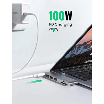 Концентратор Ugreen 2xUSB-C to 3xUSB 3.0 + SD/TF + PD CM251 gray (60560)