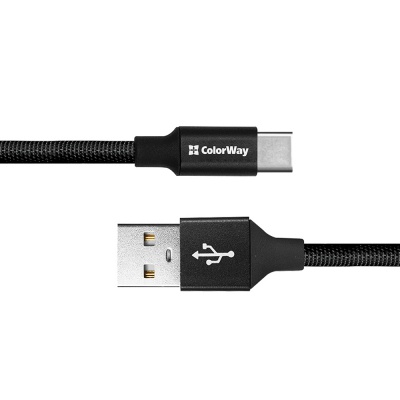 Дата кабель USB 2.0 AM to Type-C 0.25m black ColorWay (CW-CBUC048-BK)