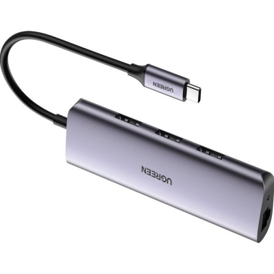 Концентратор Ugreen USB3.0 Type-C to USB 3.0x3/RJ45/ CM236 (60718)