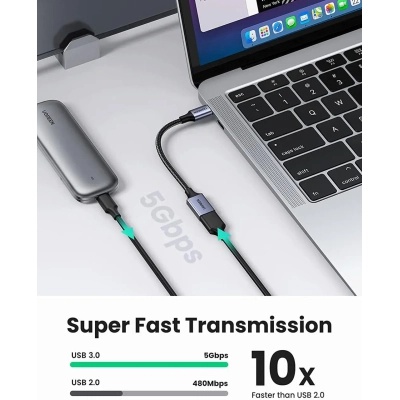 Перехідник OTG USB 3.0 AF to USB-C 0.1m US378 black UGREEN (70889)