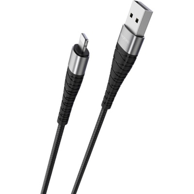 Дата кабель USB 2.0 AM to Lightning 1.0m 2.4A nylon BX32 black BOROFONE (6931474710413)