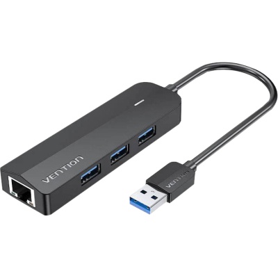 Концентратор Vention USB 3.0 to 3хUSB 3.0/RJ45 Gigabit black (CHNBB)