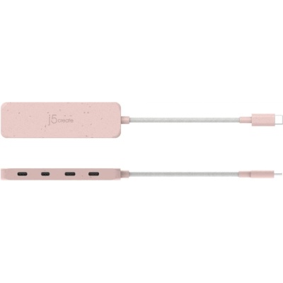 Концентратор J5create USB-C to 4xUSB-C 3.2 10Gbps rose (JCH345ER-N)