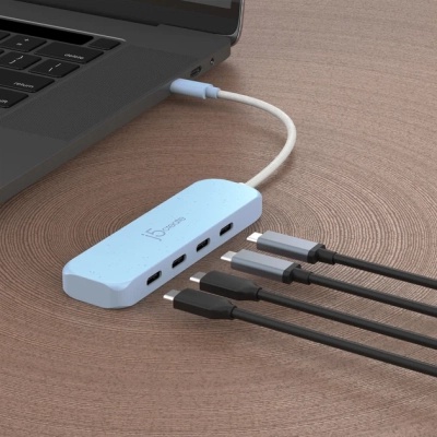 Концентратор J5create USB-C to 4xUSB-C 3.2 10Gbps cyan (JCH345EC-N)