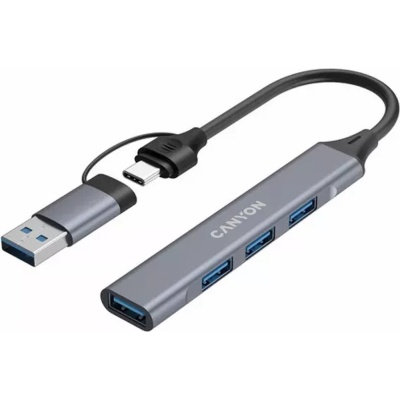 Концентратор Canyon hub DS-02 4in1 USB-A/C Grey (CNS-TDS02G)