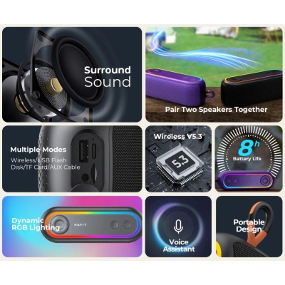 Акустична система Havit HV-SK810BT RGB Black (HV-SK810BT)