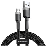 Дата кабель USB 2.0 AM to Micro 5P 0.5m Cafule 2.4A Black-Grey Baseus (CAMKLF-AG1)