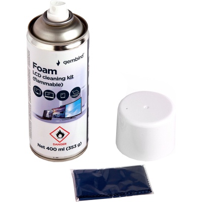 Спрей для очищення Gembird Foam, LCD cleaning kit, 400ml, steel (CK-LCD-08)