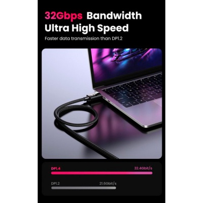 Кабель мультимедійний DisplayPort M to DisplayPort M 5.0m V1.4 braided DP114 black UGREEN (80394)