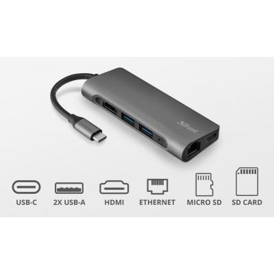 Концентратор Trust Dalyx Aluminium 7-in-1 USB-C Multi-port ALUMINIUM (23331_TRUST)