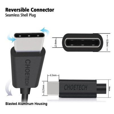 Дата кабель USB 2.0 AM to Type-C 1.0m Choetech (AC0002)