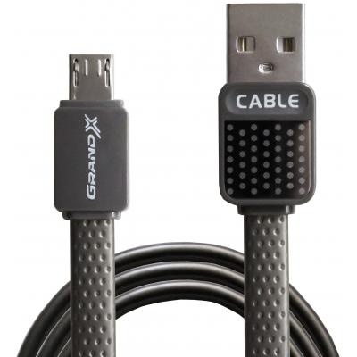 Дата кабель Grand-X USB - micro USB, Cu, 2.1A, Grey, Flat, 1m (FLM01)