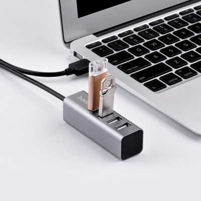 Концентратор HOCO USB 2.0 to 4xUSB Line machine HB1 Tarnish (6957531038139)