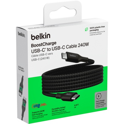 Дата кабель USB-C to USB-C 1.0m 240W Black Belkin (CAB015BT1MBK)