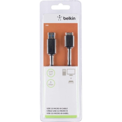 Дата кабель USB 2.0 AM to Micro 5P 0.9m black Belkin (F3U166BT0.9M)